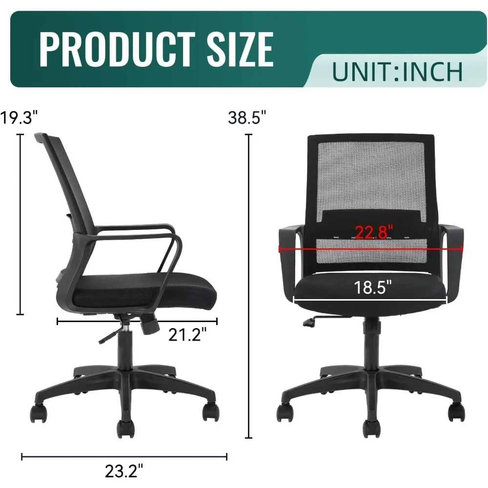 Task Chair Mid Back - Sedia da ufficio ergonomica, sedia per