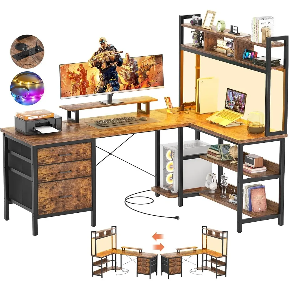 Gaming Desk With Hutch - Scrivania a L Aheaplus con mobiletto