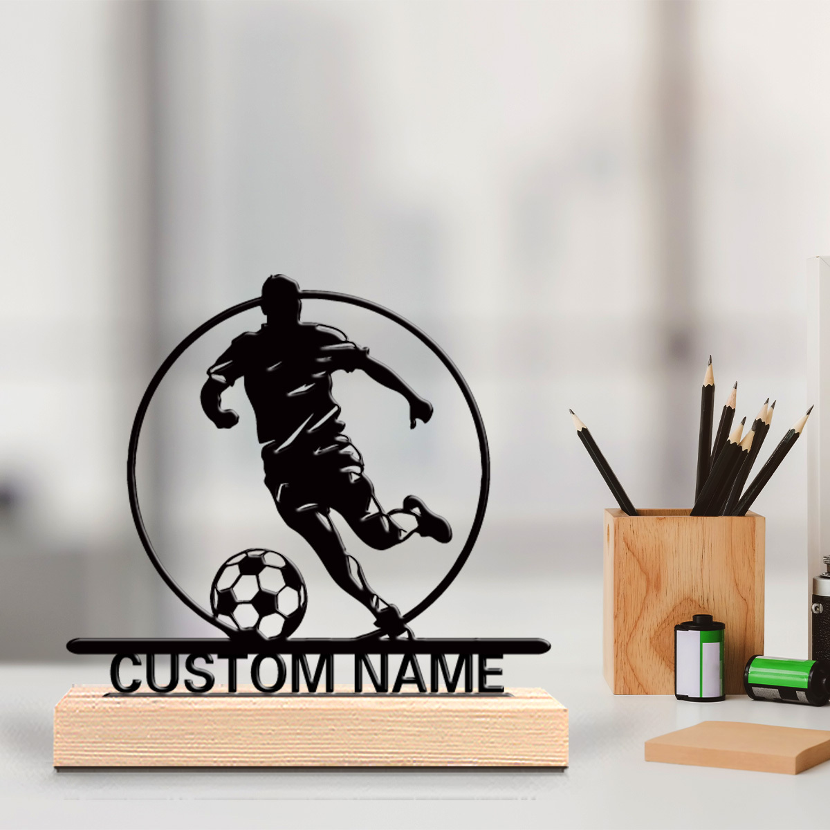 Office Furniture Table - Statua in Metallo Personalizzata di Calciatore