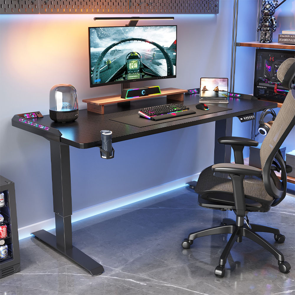 Gaming Desk With Hutch - Scrivania Regolabile in Altezza, Tavolo Elettrico
