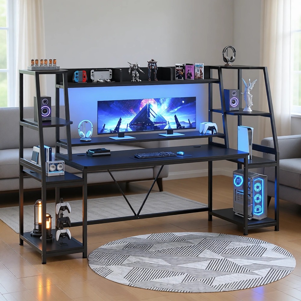 Gaming Desk With Hutch - Scrivania da Gaming 79'' con Luci