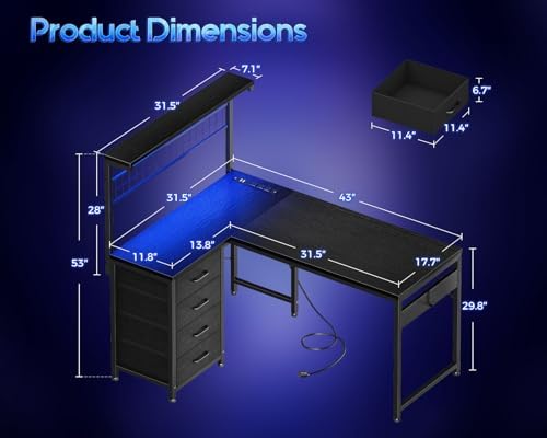 Scrivania da Gaming a L da 43  - Gaming Desk With Hutch recensione e prezzo