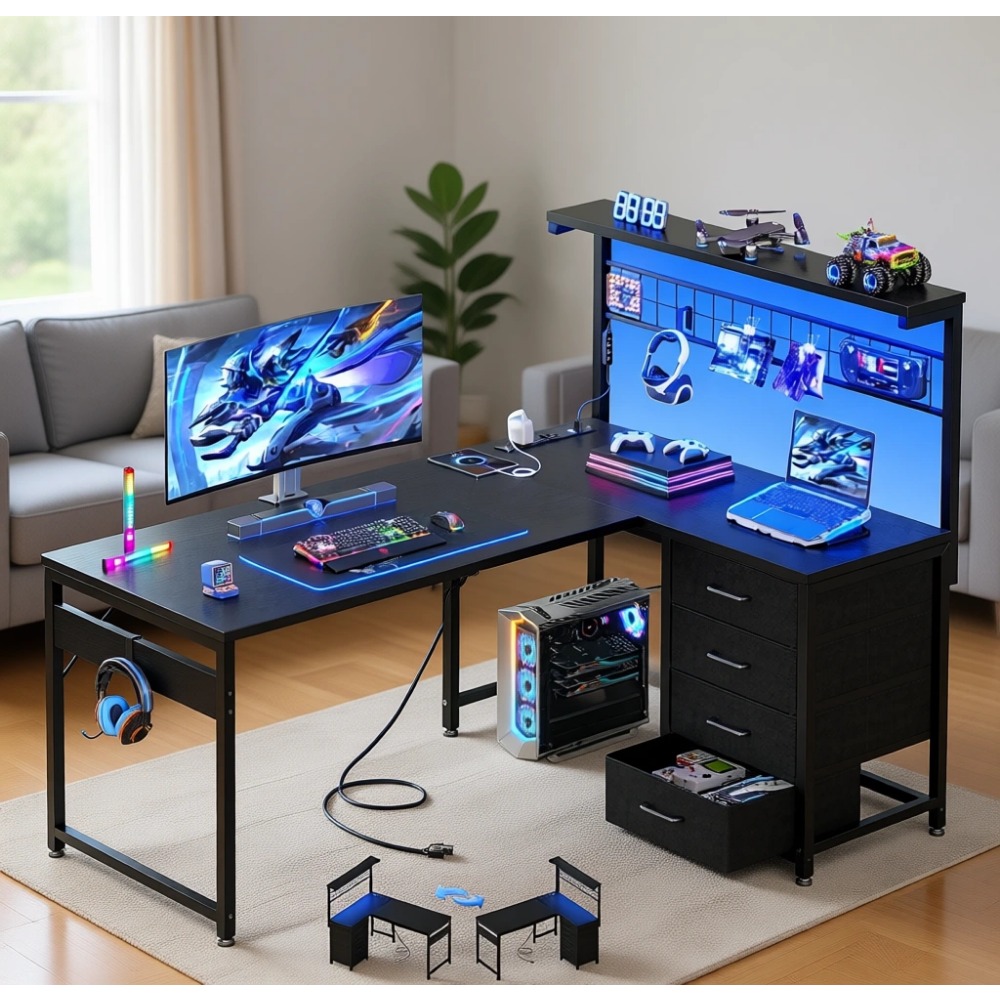 Scrivania da gaming a forma di - Gaming Desk With Hutch recensione e prezzo